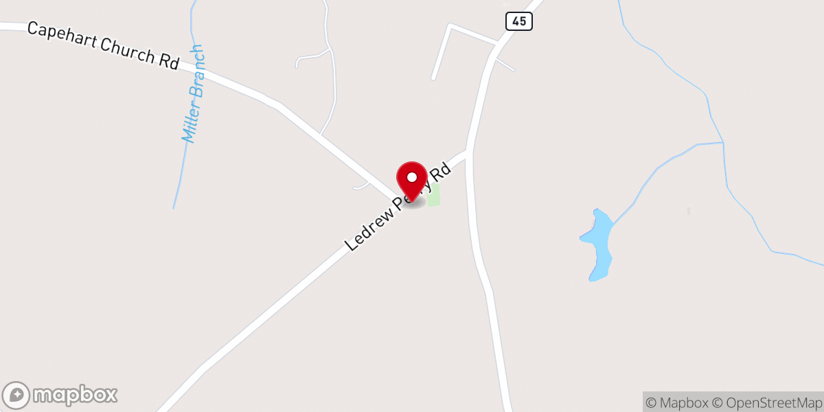 Map showing location of Capehart’s Baptist Church