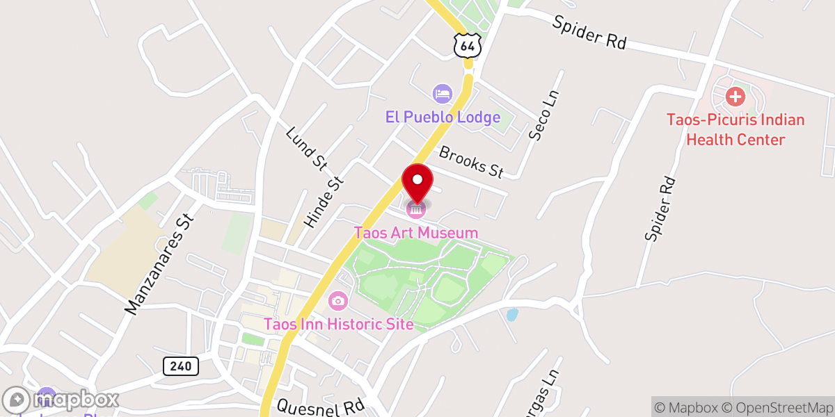 Map showing location of Taos Art Museum at Fechin House