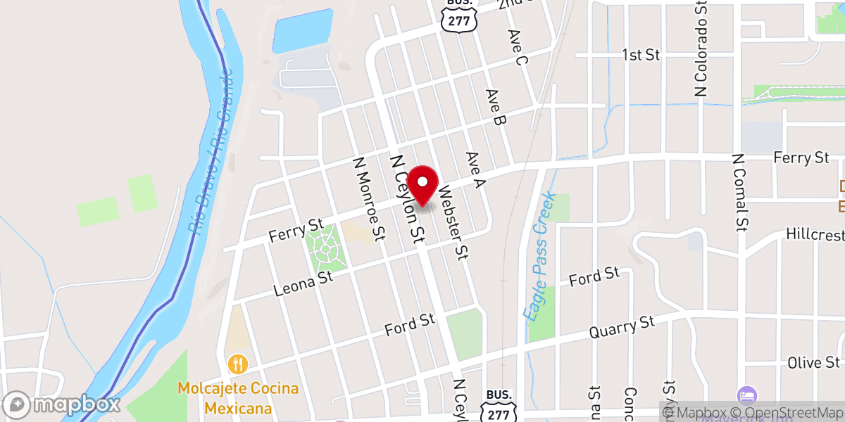 Map showing location of Eagle Pass Church of Christ