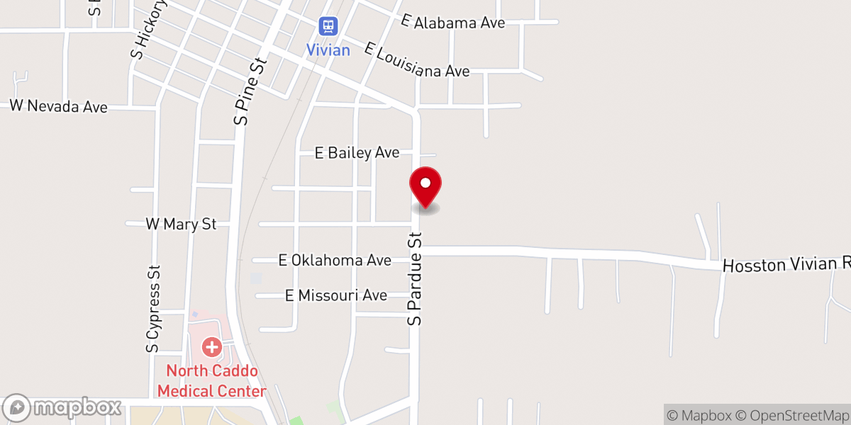 Map showing location of Vivian Presbyterian Church