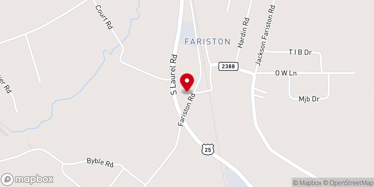 Map showing location of Fariston Christian Church