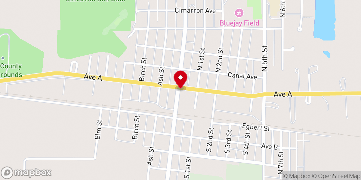 Map showing location of Cimarron 1 4-H Bldg