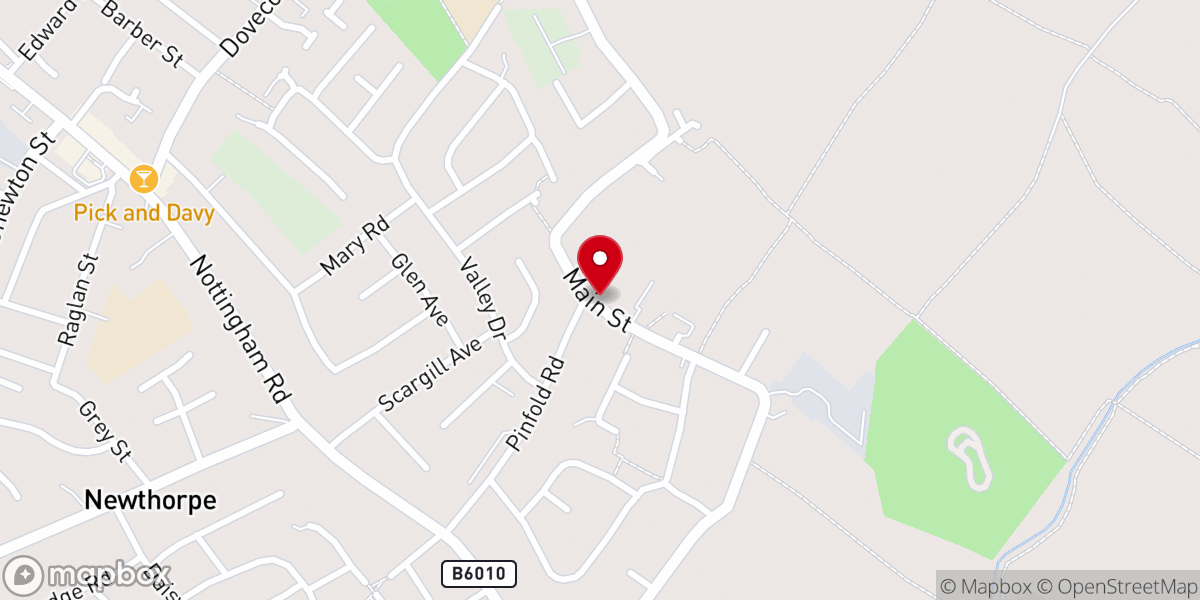 Map showing location of Newthorpe Baptist Chapel