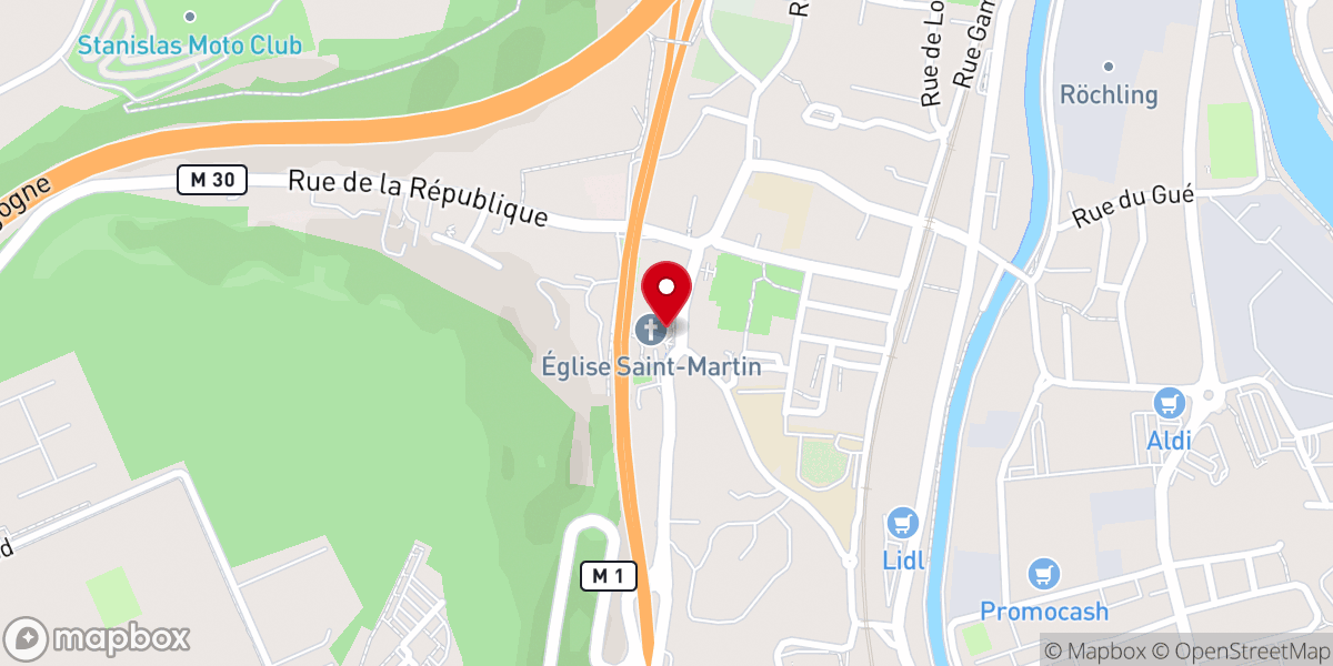 Map showing location of Église Saint-Martin de Maxéville