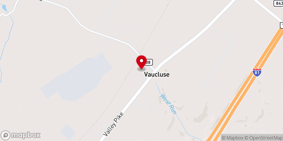 Map showing location of Cedar Cliff Church