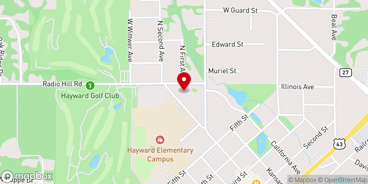 Map showing location of First Lutheran Church Of Hayward