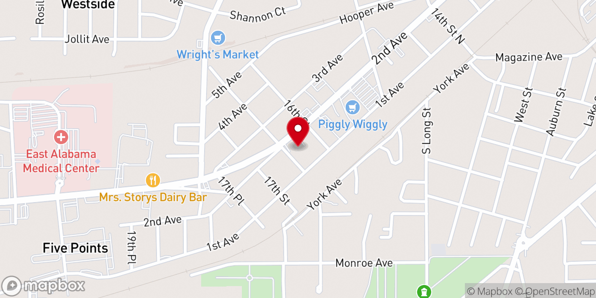 Map showing location of Central Baptist Church