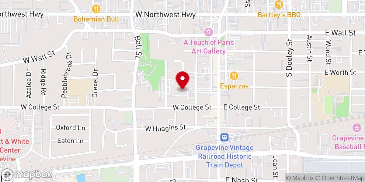 Map showing location of First Grapevine Methodist Church
