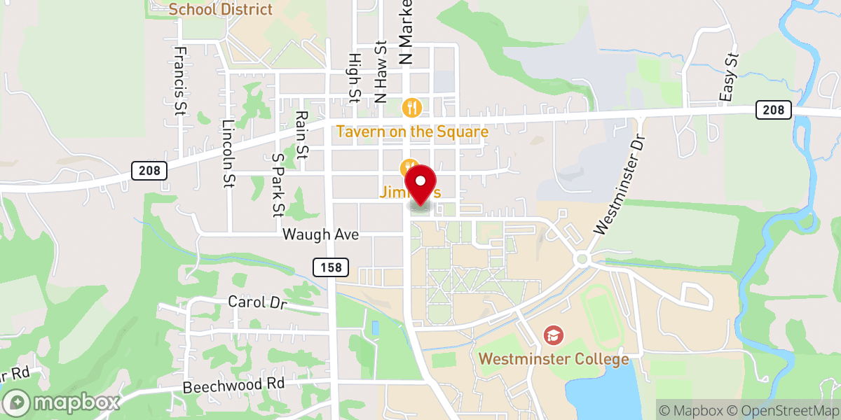 Map showing location of New Wilmington Presbyterian