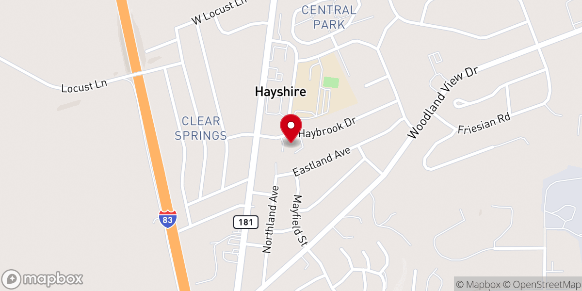 Map showing location of Hayshire United Church-Christ