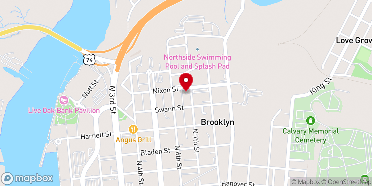 Map showing location of Warner Temple African Methodist Episcopal Zion Church