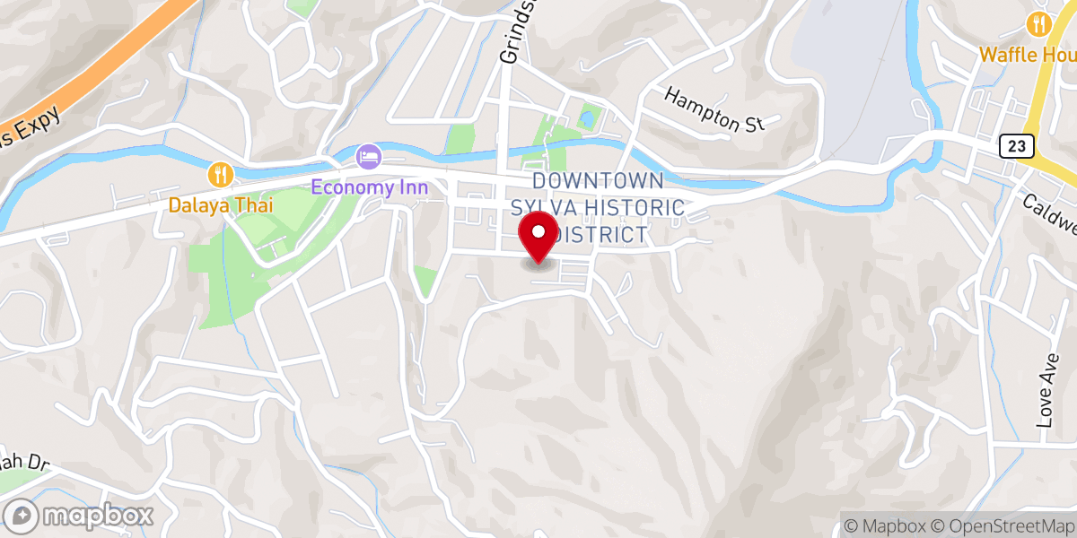 Map showing location of First United Methodist Church of Sylva