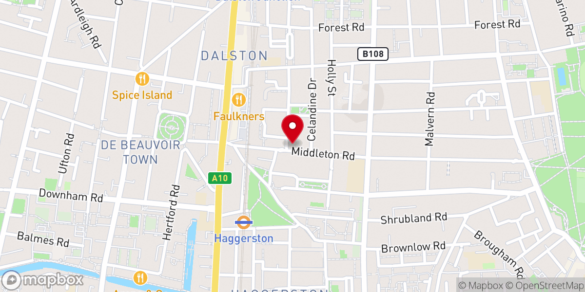 Map showing location of Hackney Pentecostal Apostolic Church