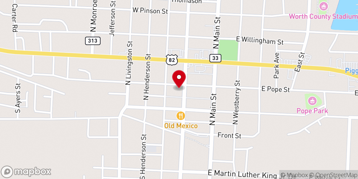 Map showing location of First Baptist Church of Sylvester