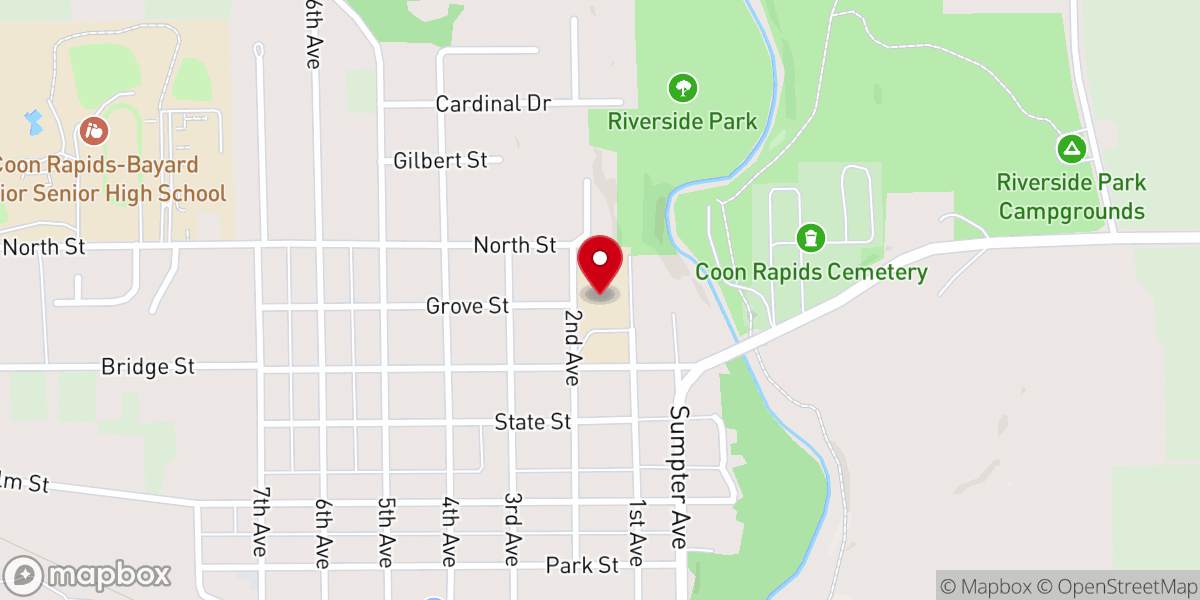 Map showing location of Coon Rapids First Christian Church-Community - Food Pantry