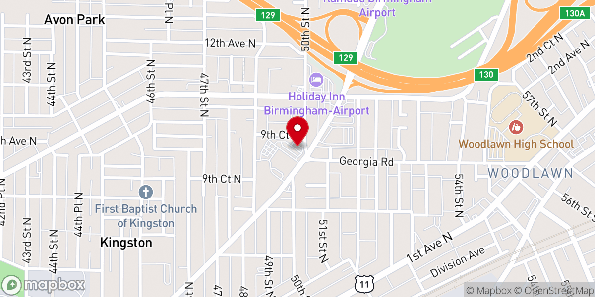Map showing location of Church of the Highlands