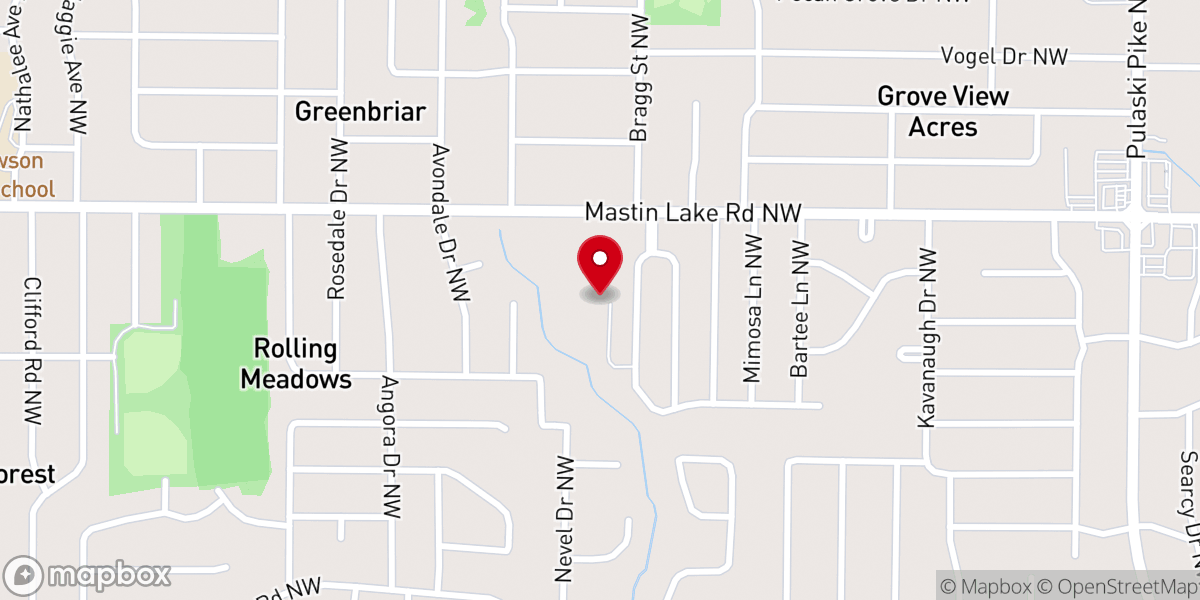 Map showing location of West Mastin Lake Baptist Church