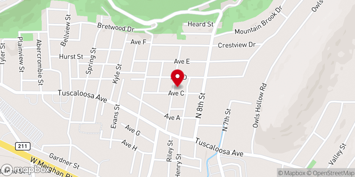 Map showing location of St John Christian Methodist Episcopal Church