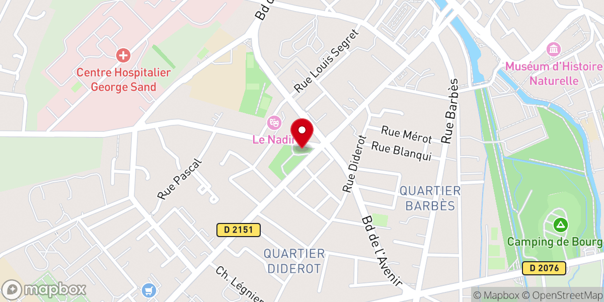 Map showing location of Église Saint-Henri et Saint-Ursin de Bourges