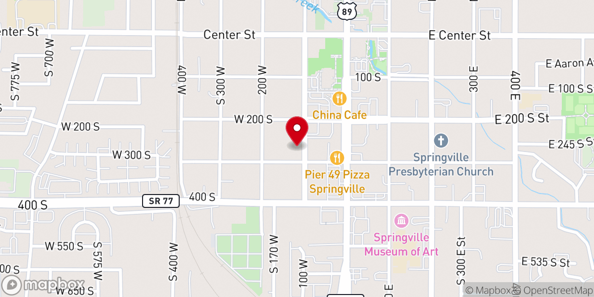 Map showing location of Springville Meat Company