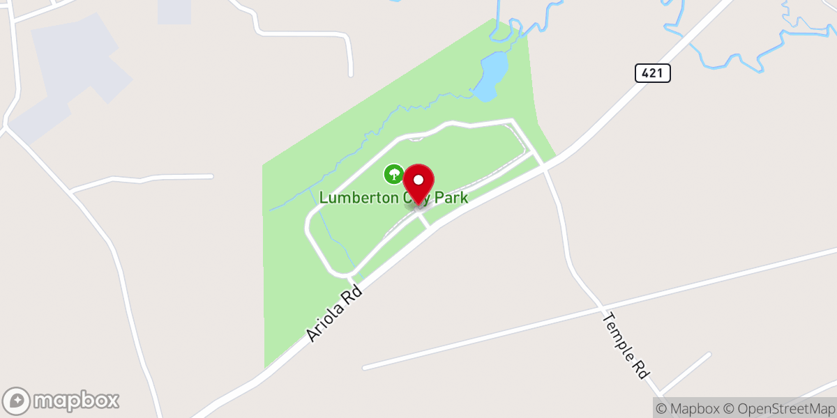 Map showing location of Lumberton City Park