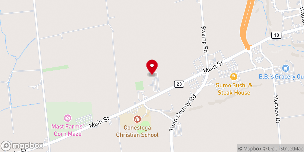 Map showing location of Conestoga Church