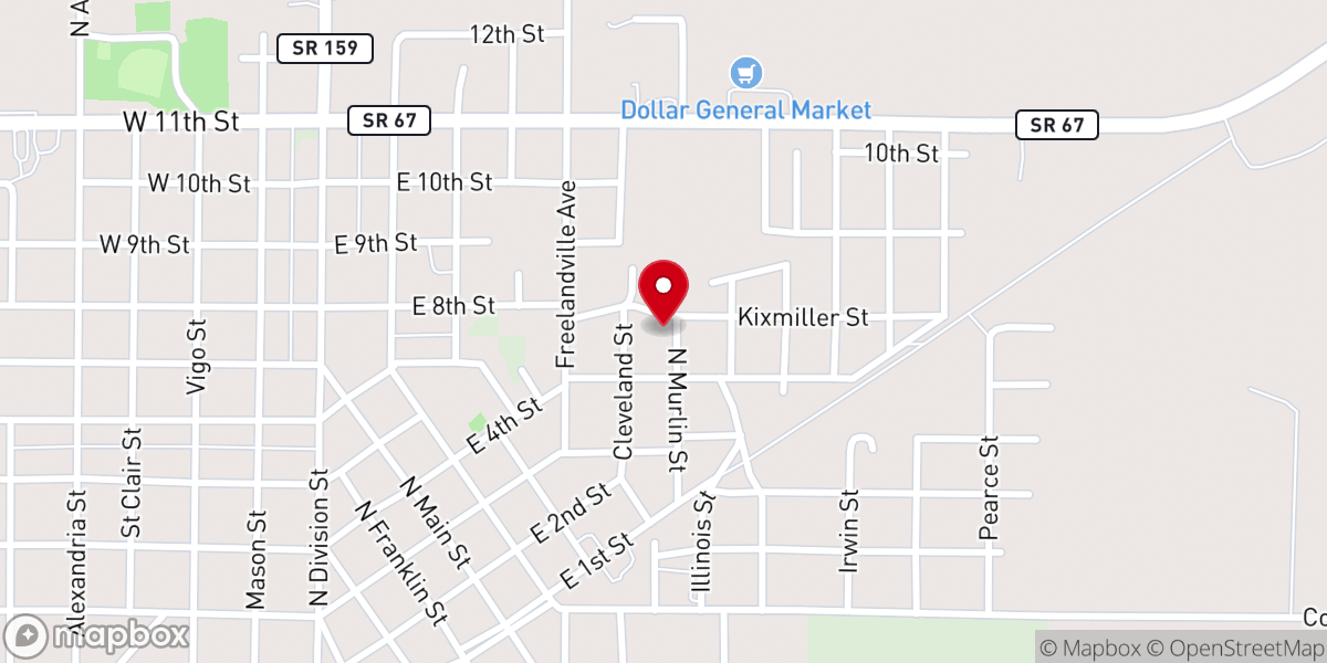 Map showing location of North Knox Social Ministries