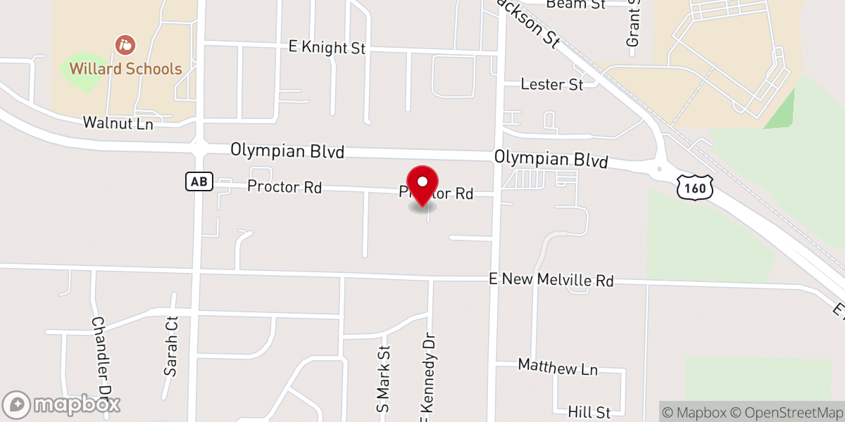 Map showing location of Willard Community Christian Church