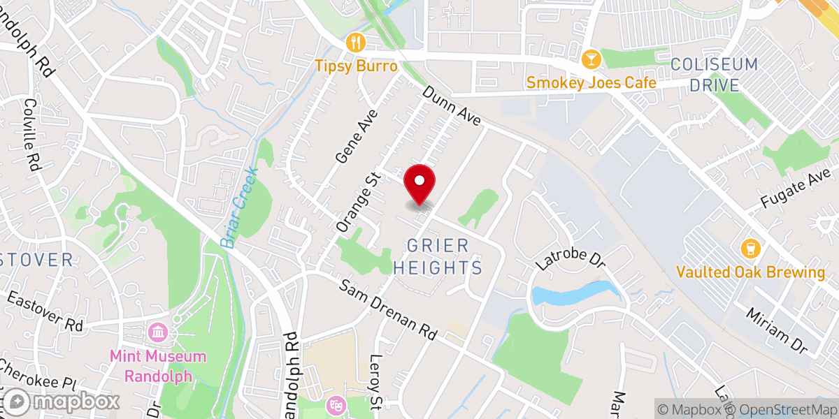 Map showing location of Grier Heights Presbyterian Church