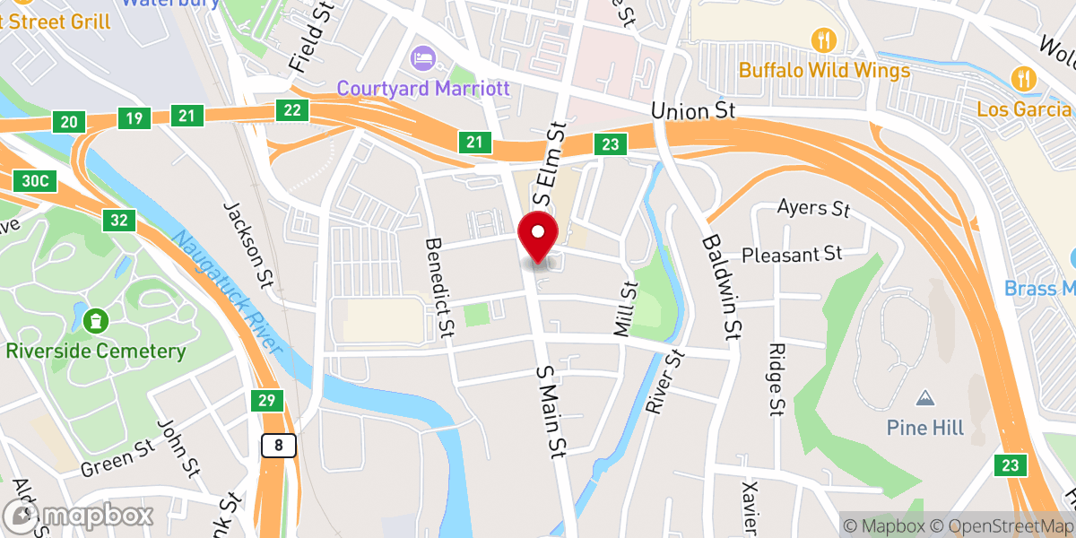 Map showing location of Our Lady of Lourdes