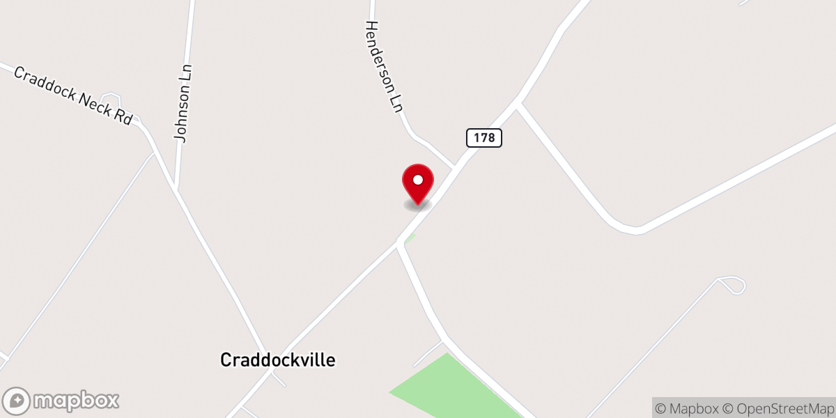Map showing location of Craddockville United Methodist