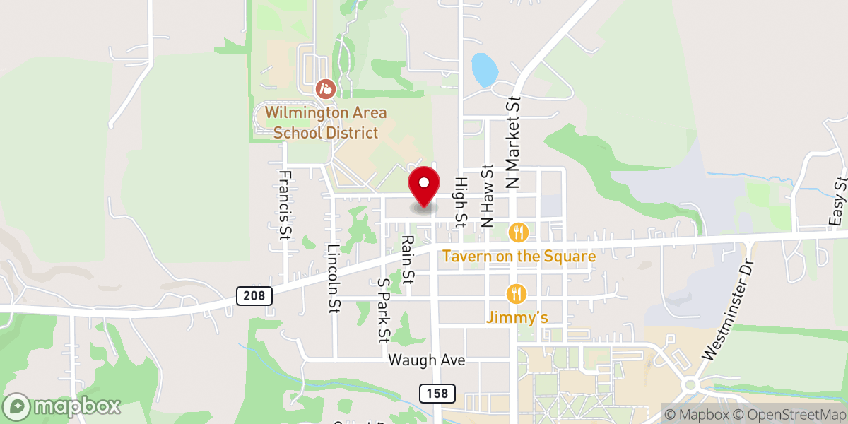 Map showing location of New Wilmington Alliance Church