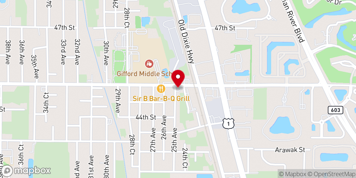 Map showing location of Apostolic Faith Revival Center