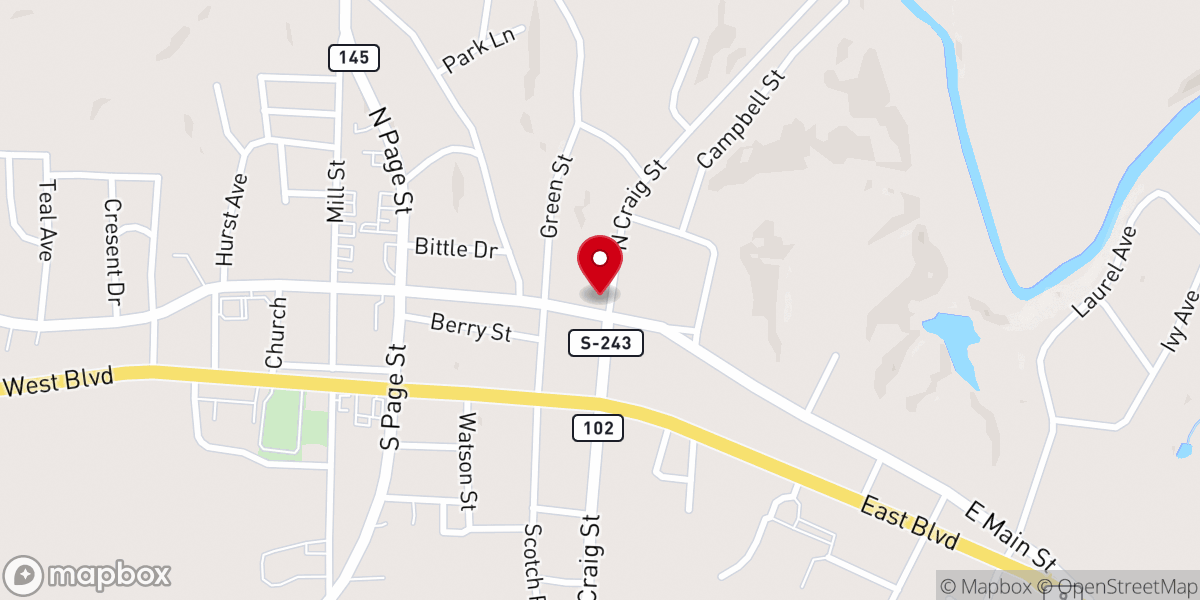 Map showing location of Chesterfield Baptist Church