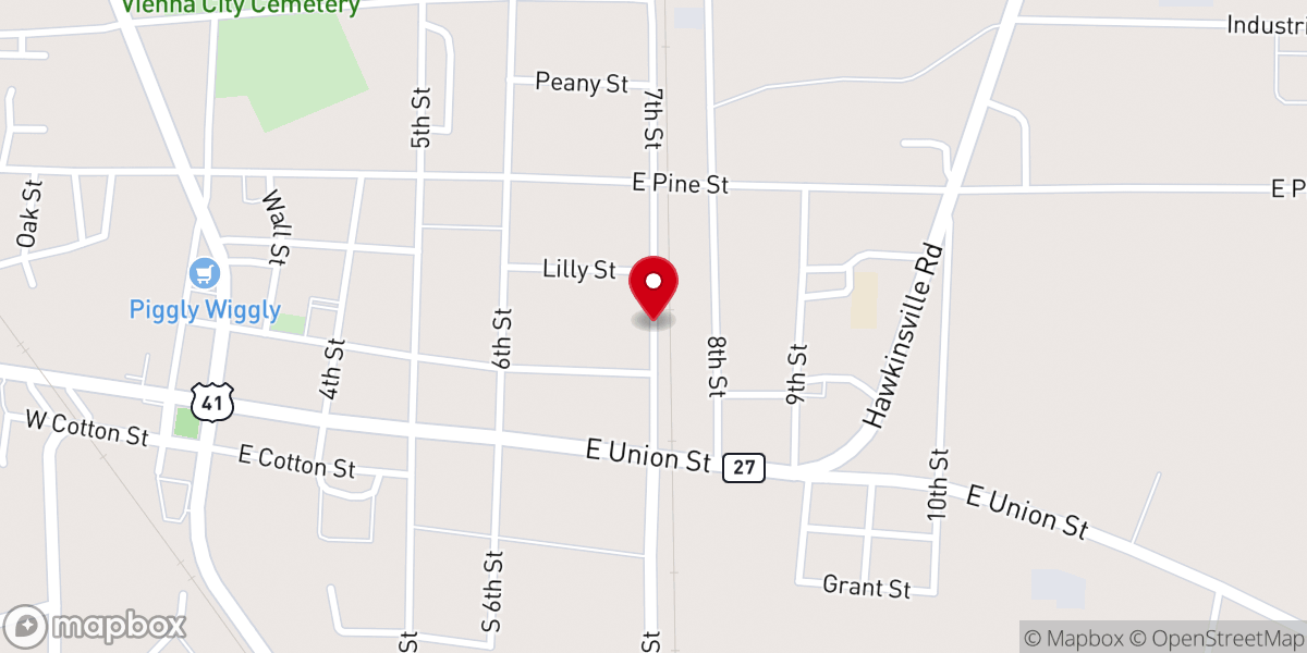 Map showing location of Iglesia Bautista Vida Nueva Vienna, Ga.