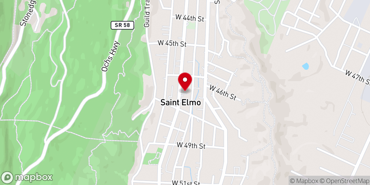 Map showing location of Saint Elmo Church of Christ