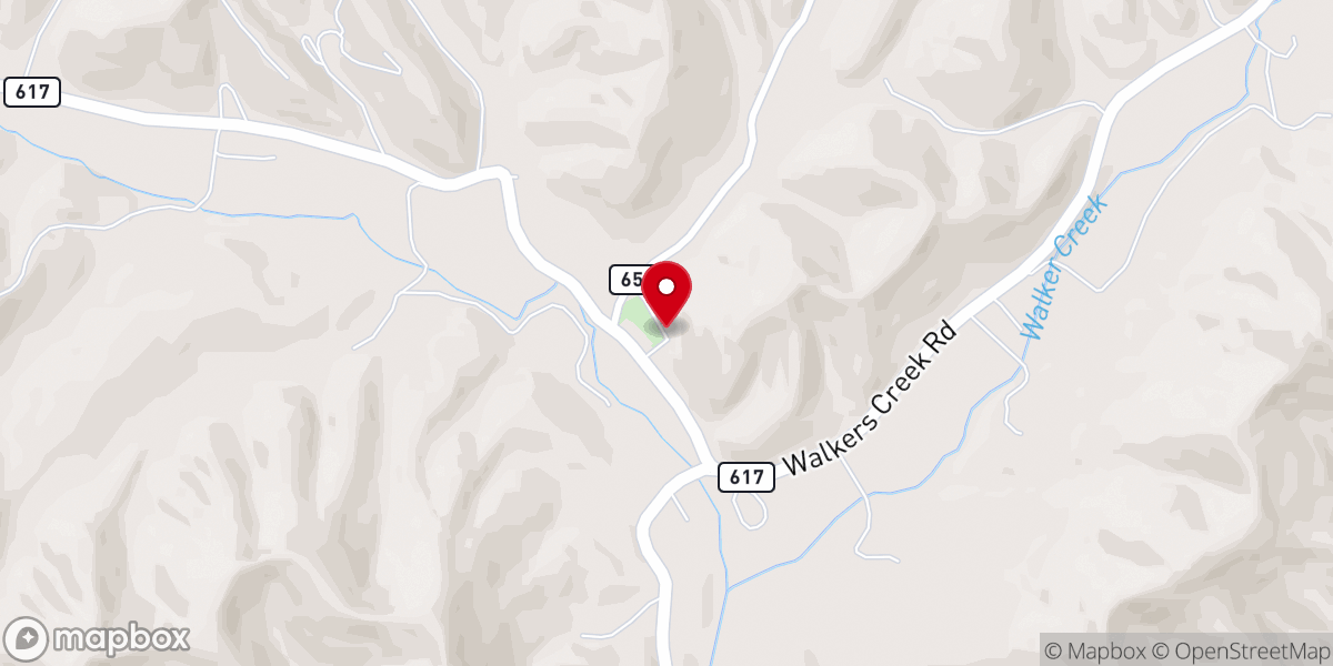 Map showing location of Walker Creek Church