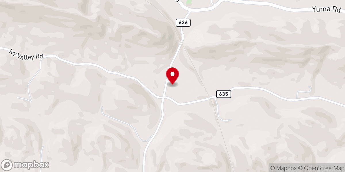 Map showing location of Cowan Branch Baptist Church