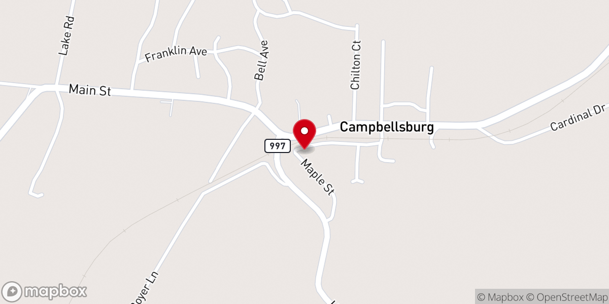 Map showing location of Campbellsburg Christian Church