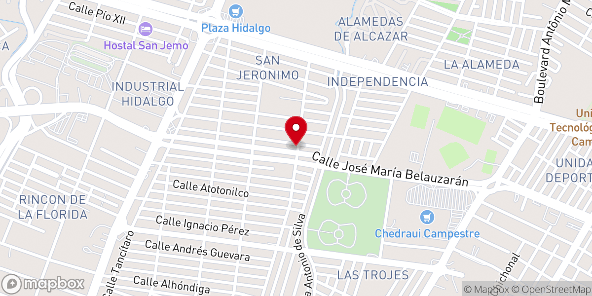 Map showing location of Parroquia de Cristo Rey