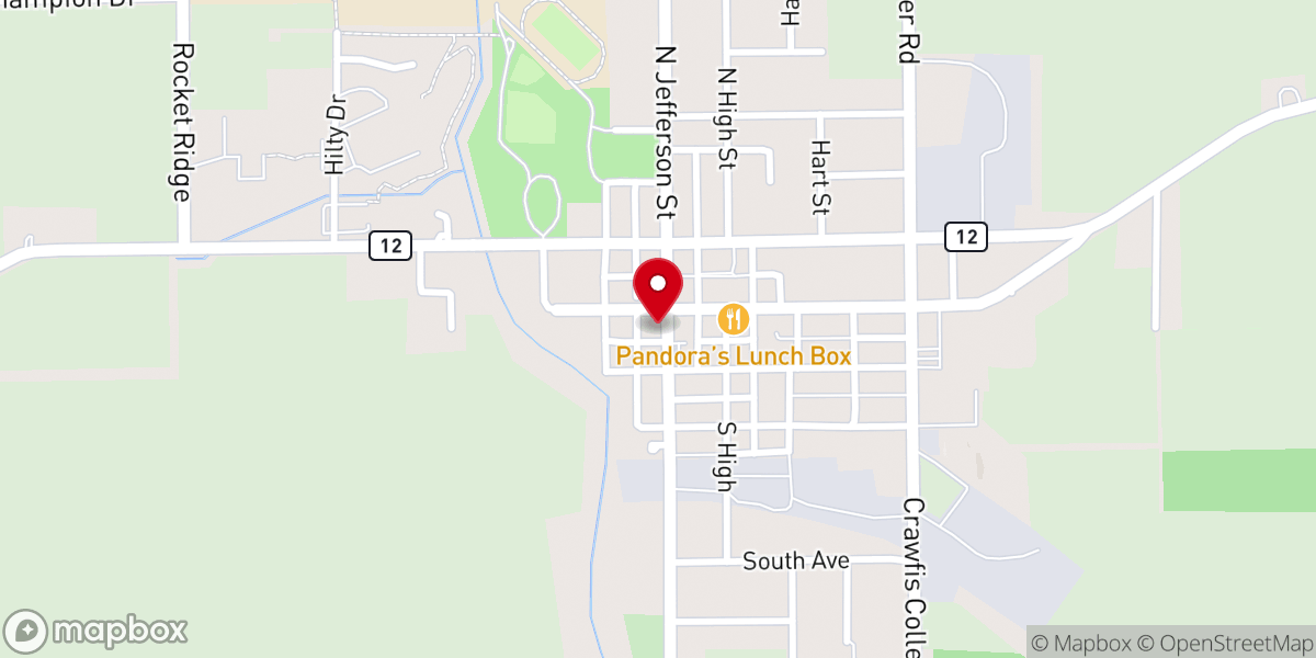 Map showing location of Pandora Municipal Building