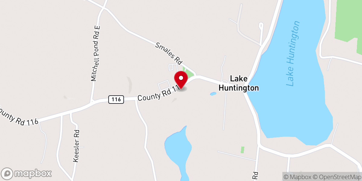 Map showing location of Lake Huntington Presbyterian Church