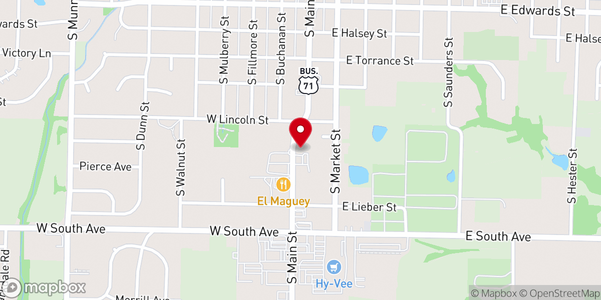 Map showing location of Hope Evangelical Lutheran Church
