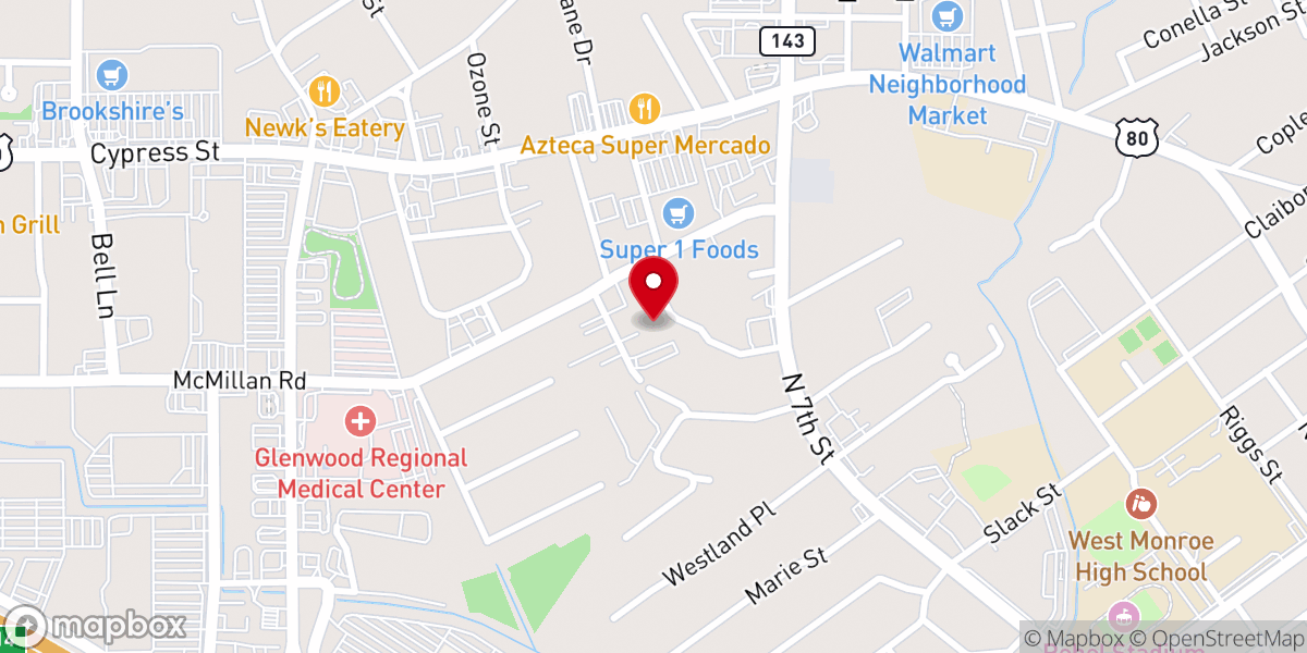 Map showing location of West Monroe-West Ouachita Chamber of Commerce