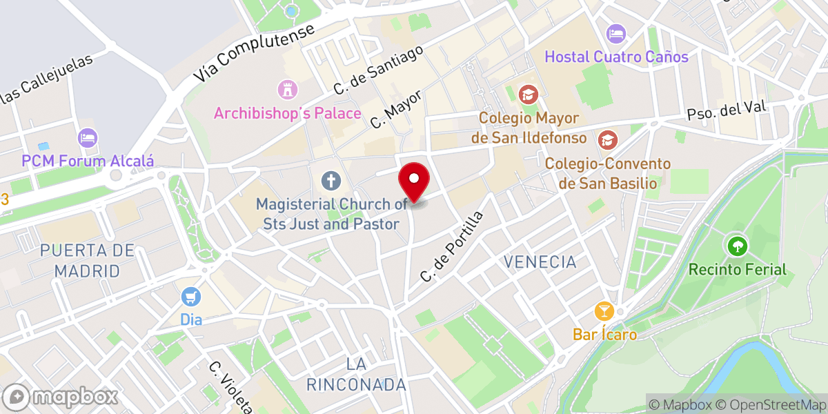Map showing location of Convento de Las Claras