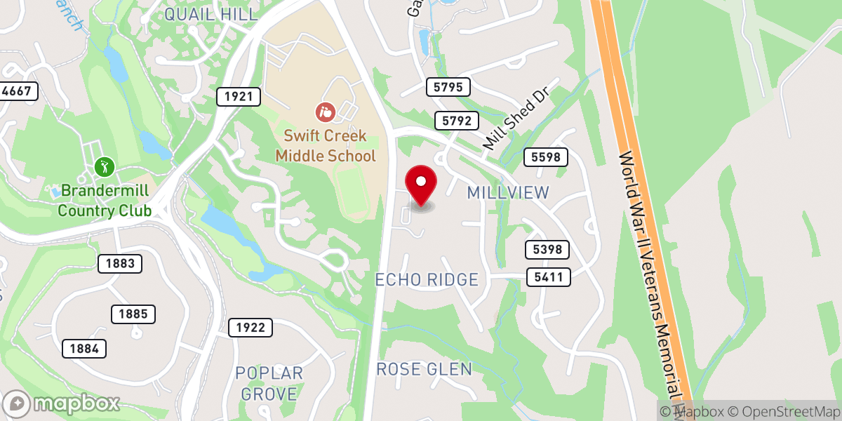 Map showing location of Living Hope Lutheran Church
