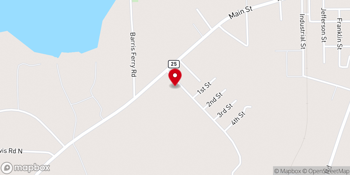 Map showing location of Smithville Freewill Baptist Church