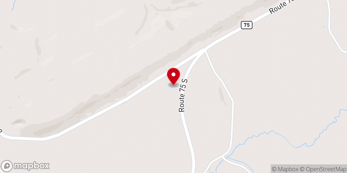 Map showing location of Spruce Hill Christian Church