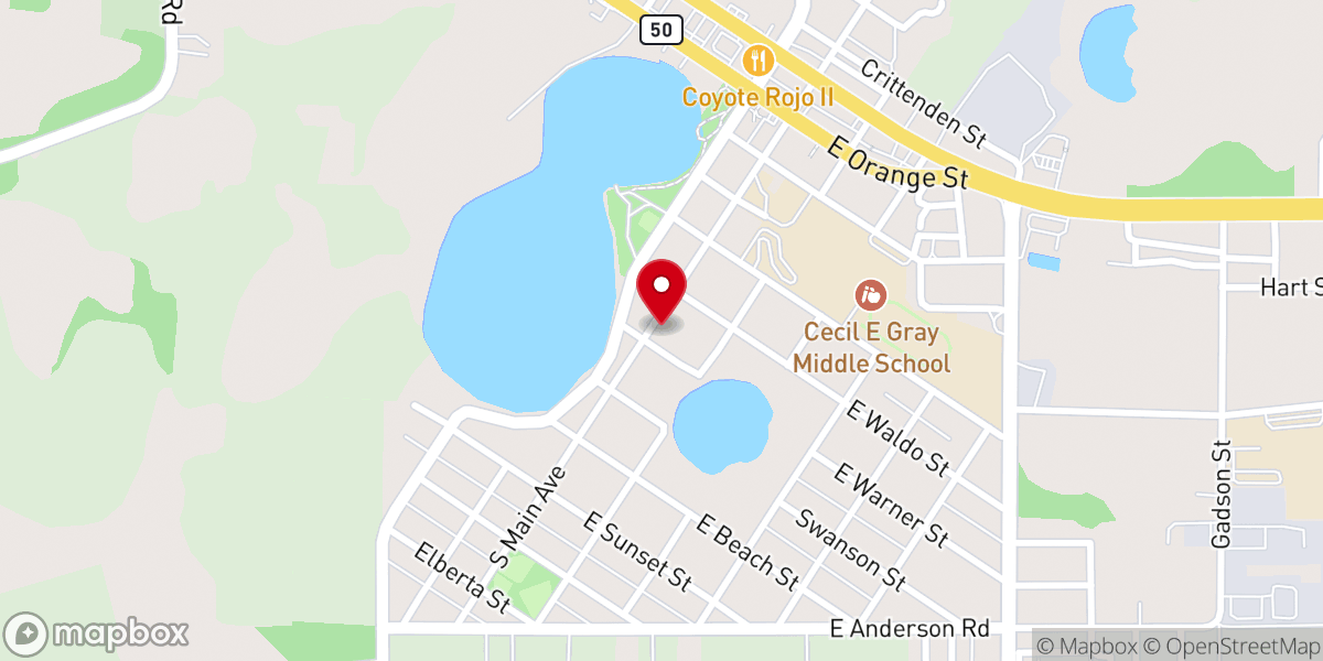 Map showing location of Groveland Baptist Church