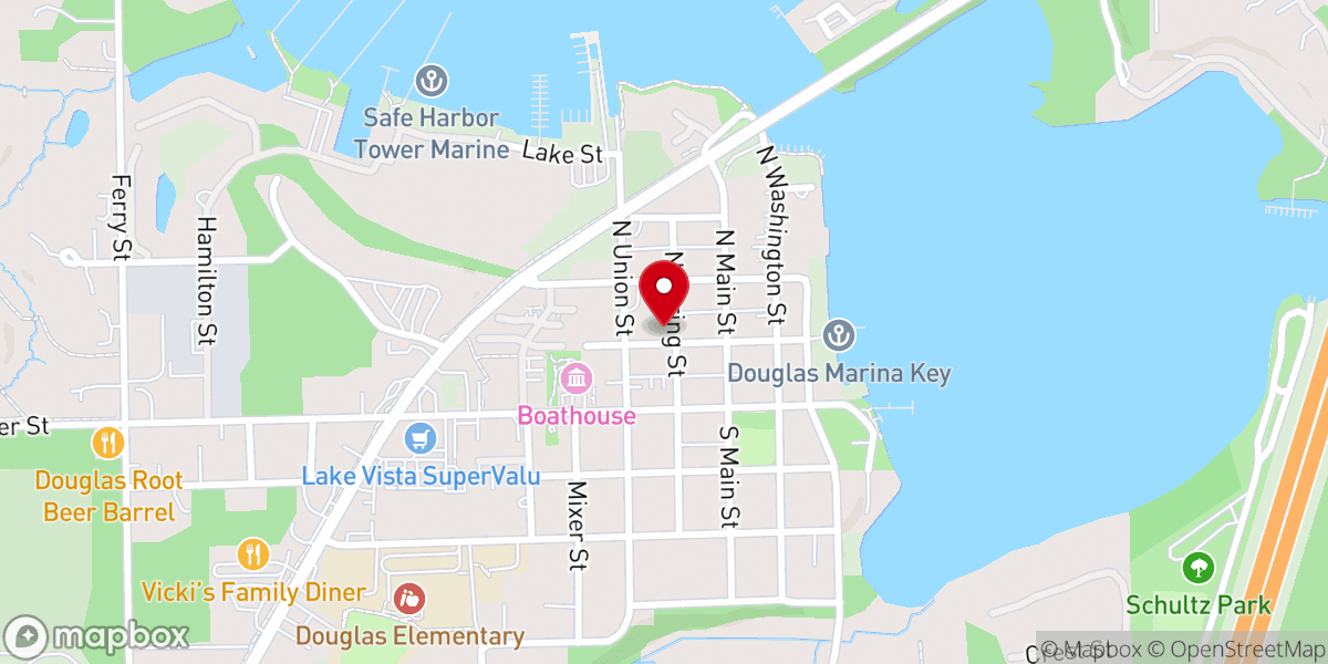 Map showing location of Douglas Congregational United Church of Christ